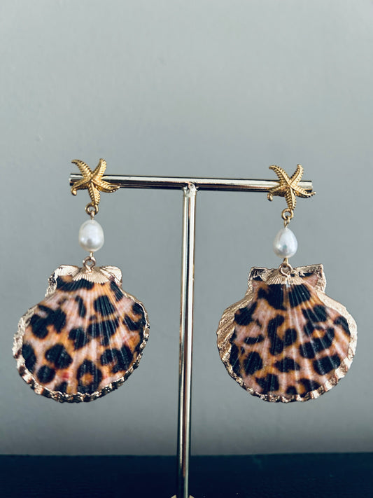 'Beachy leopard' oorbellen