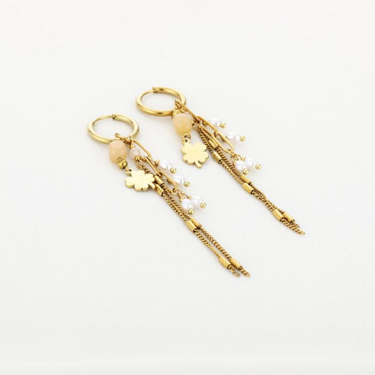 “Boho” oorbellen beige