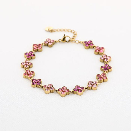 'Shiny clover' armband roze
