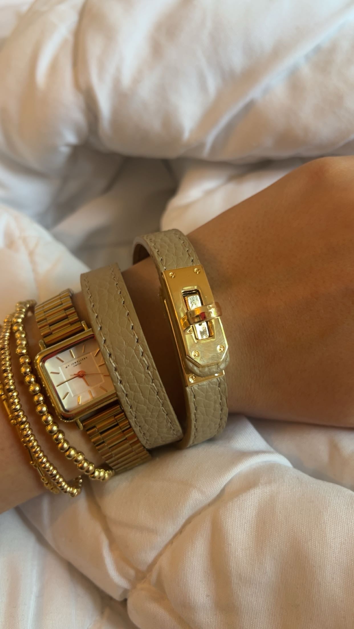 ‘Mabelle’ armband licht bruin