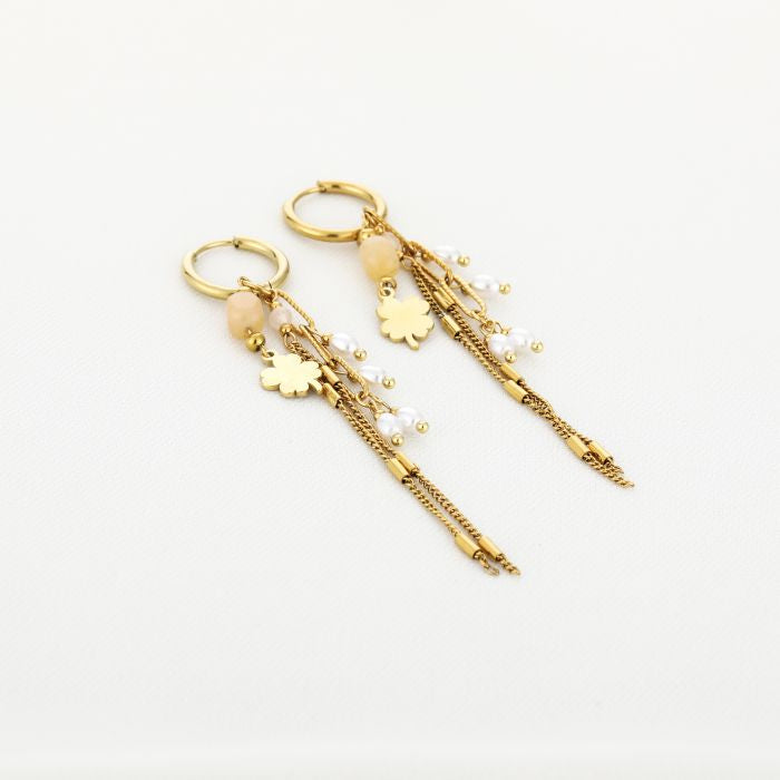 “Boho” oorbellen beige