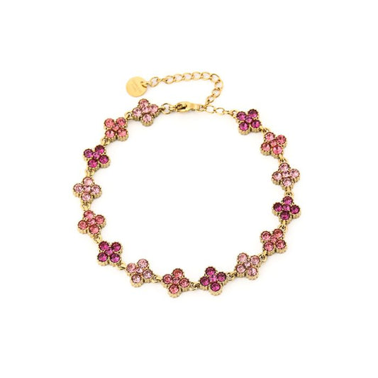 'Shiny clover' armband roze