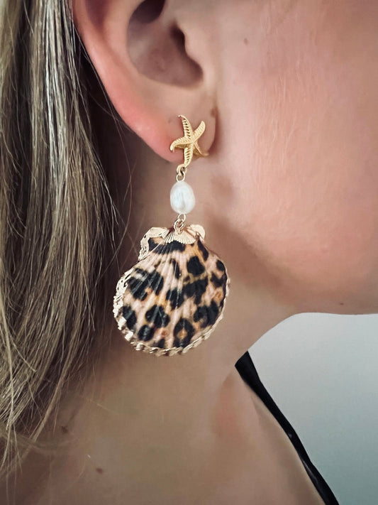 'Beachy leopard' oorbellen